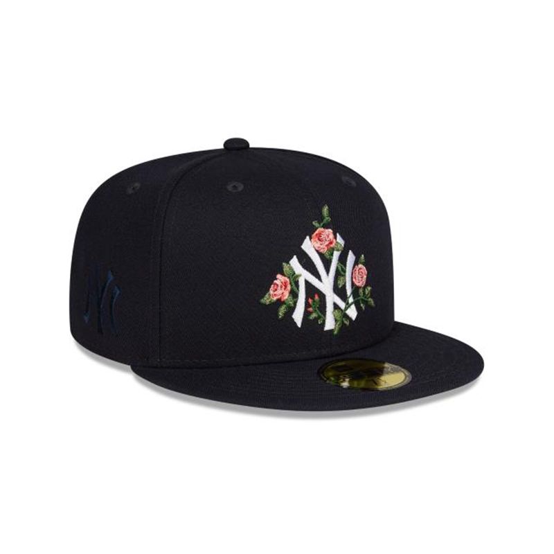 MLB New York Yankees Bloom 59Fifty Fitted (VOD6073) - Blue New Era Caps